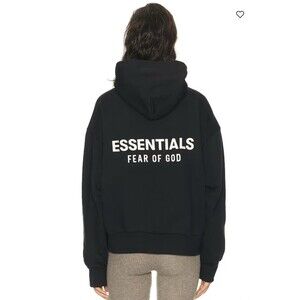 Fear of God Essentials Fleece Black Hoodie For Men Women Size Medium NWT $140